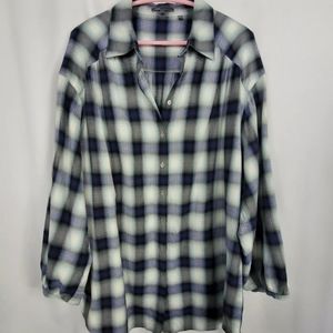 Vince Navy and Cream Plaid Button Down Shirt